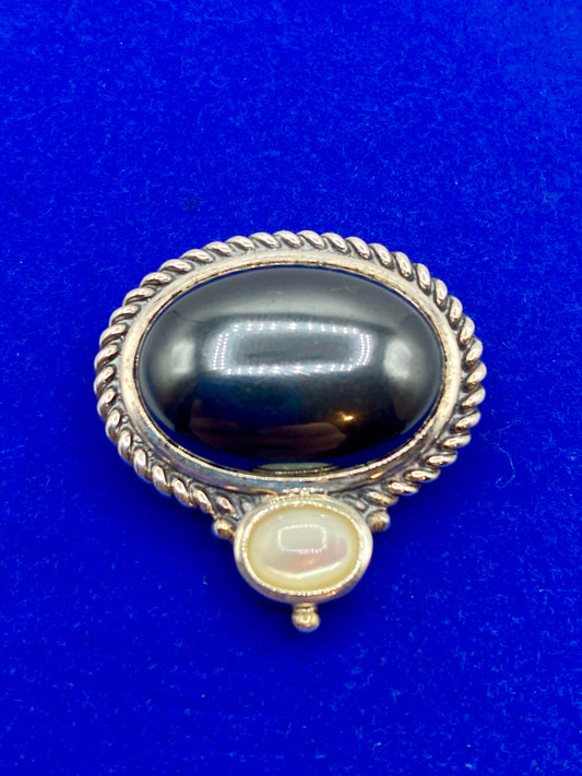 Sterling Silver Hematite and Mother of Pearl Pendant