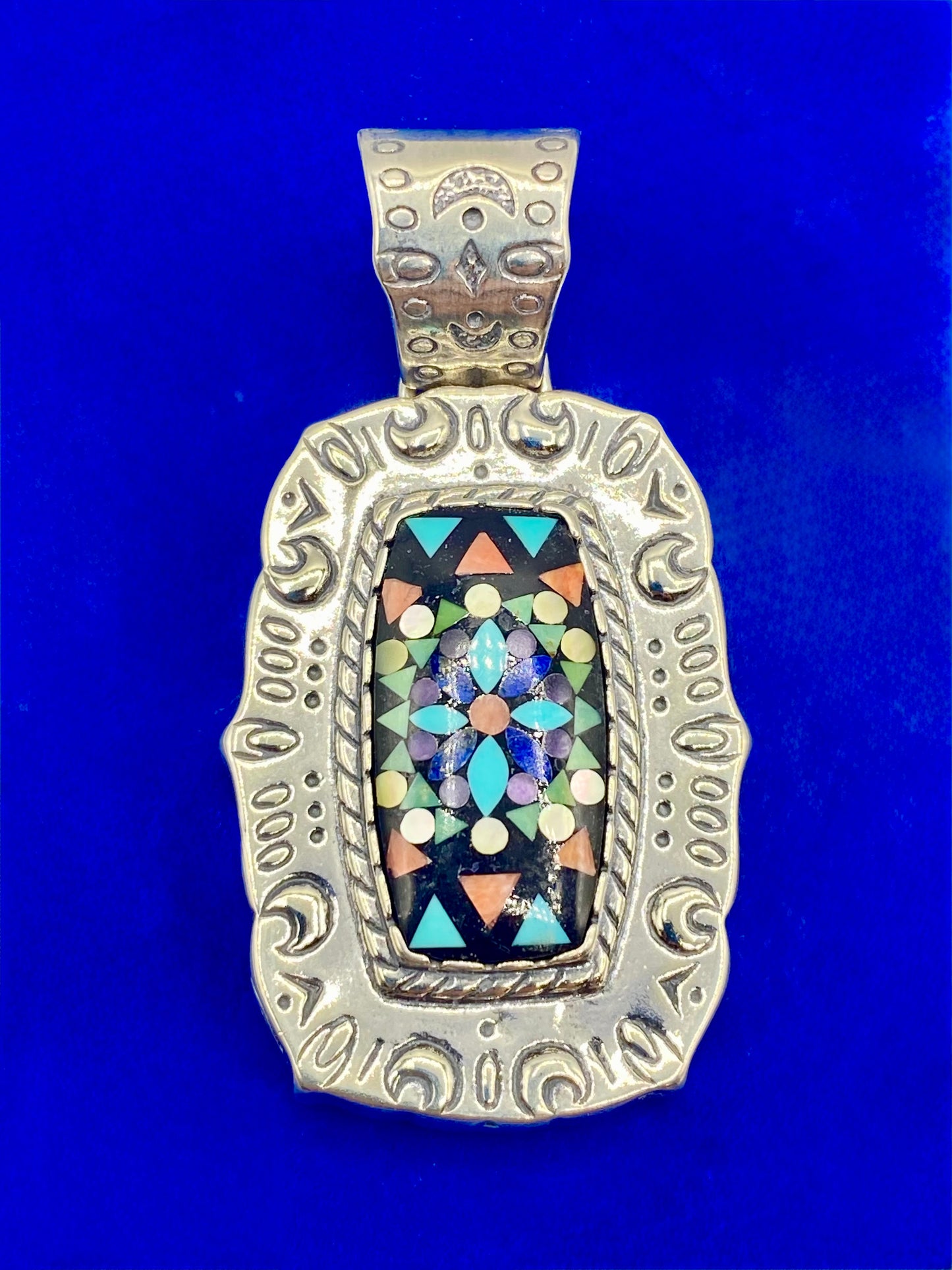 Sterling Silver Carolyn Pollack Relios Multi Gemstone Inlay Pendant