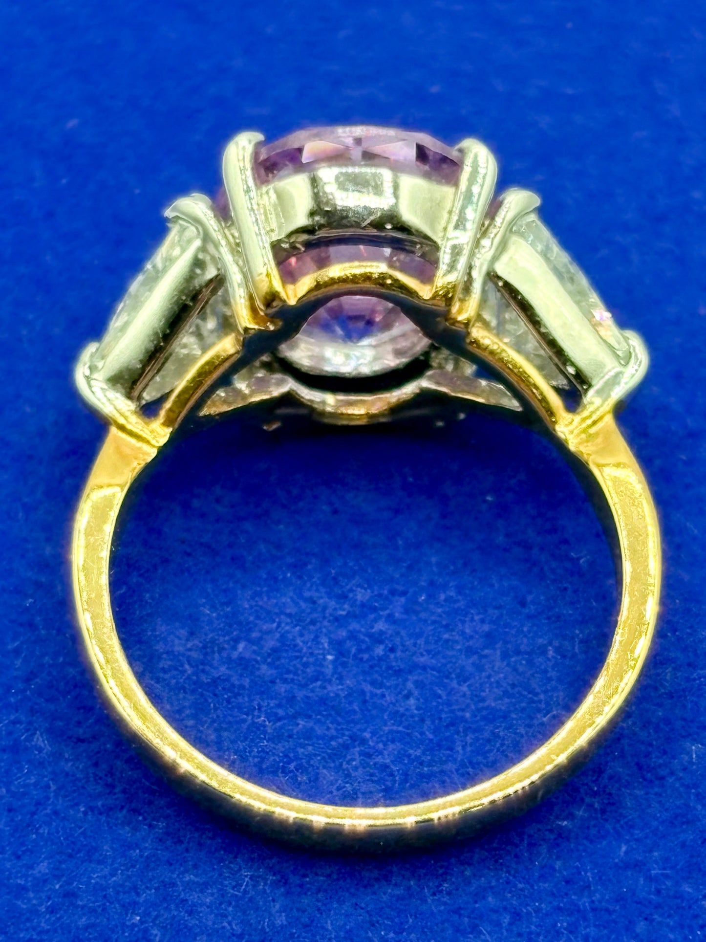 Purple & Clear Glass Silver/Gold Tone Costume Ring