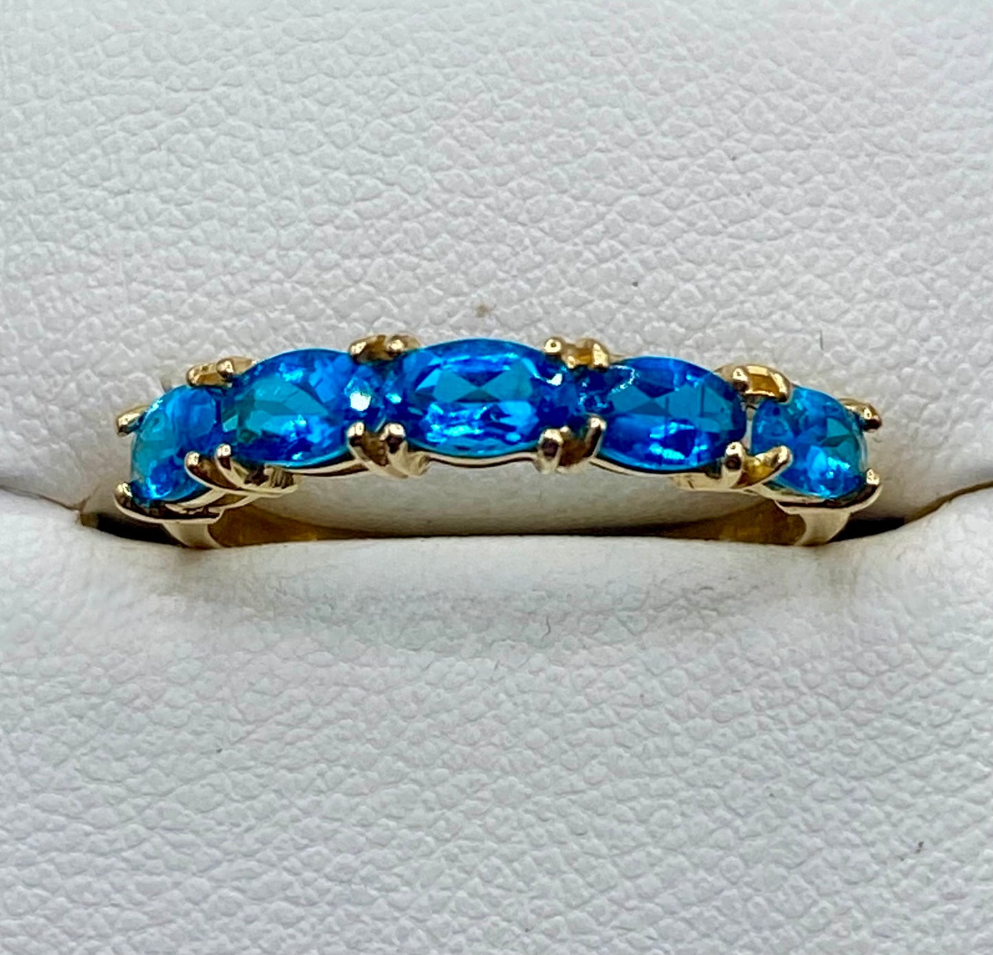 14K Gold Dainty Blue Apatite Ring