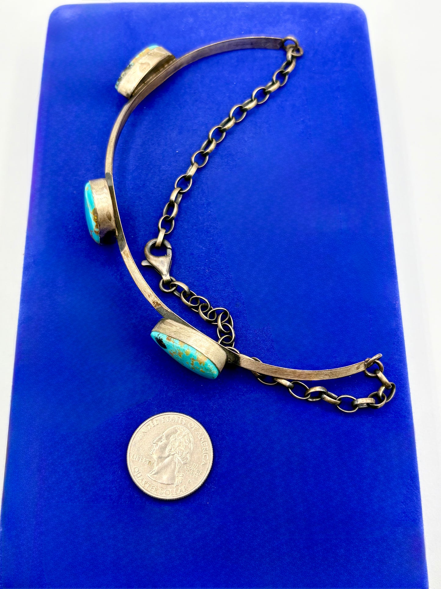 Sterling Silver Native Donovan Skeets Turquoise Choker Necklace