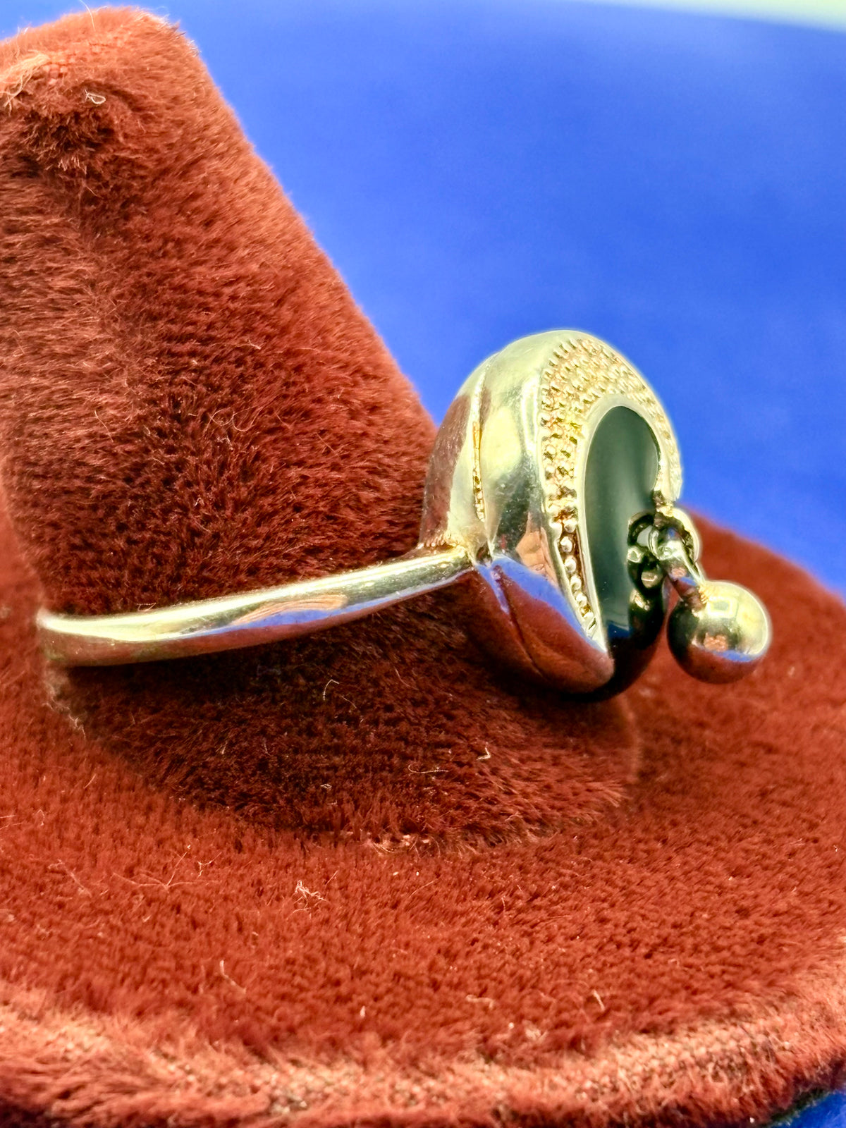 Sterling Silver Black Enamel Round  Ring