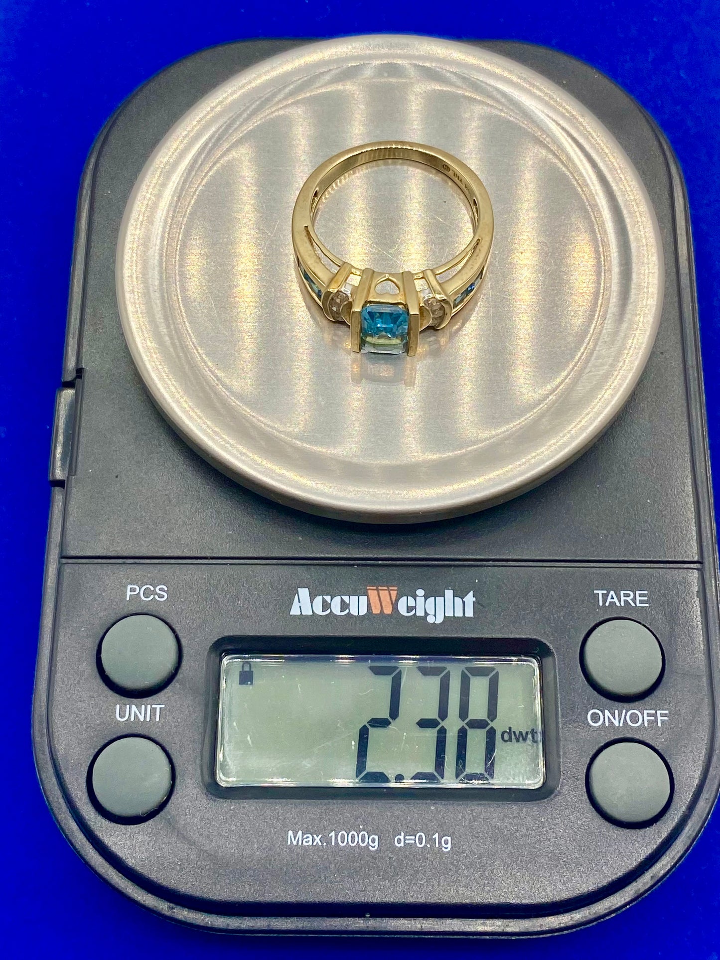 10K Gold Topaz & Diamond Ring