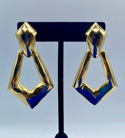 Gold Tone Diamond Shaped Earrings