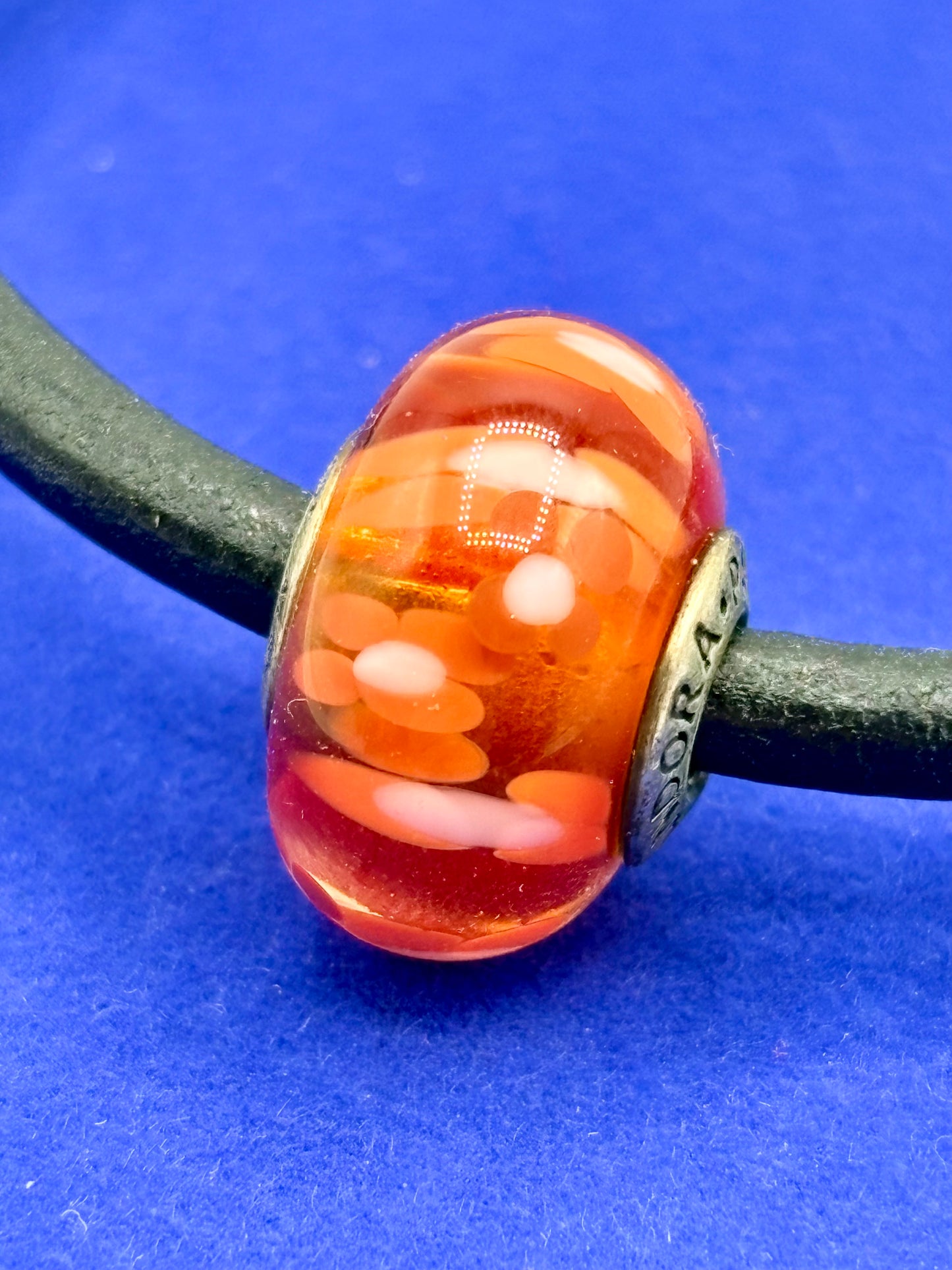 Retired Pandora Single Large Glass Bead Leather Cord Bracelet
