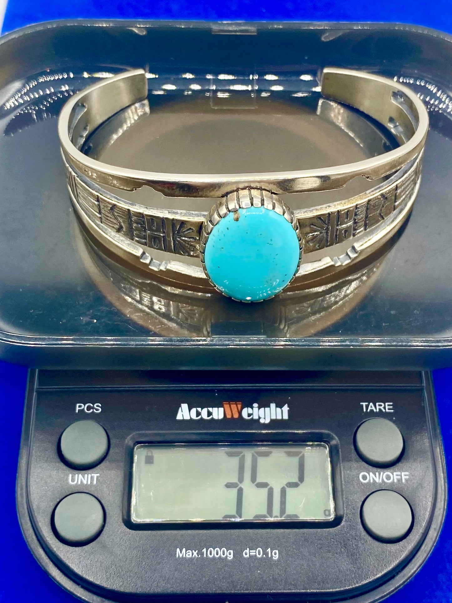 Sterling Silver Tenorio RMT Kewa Turquoise Carolyn Pollack Relios Cuff Bracelet