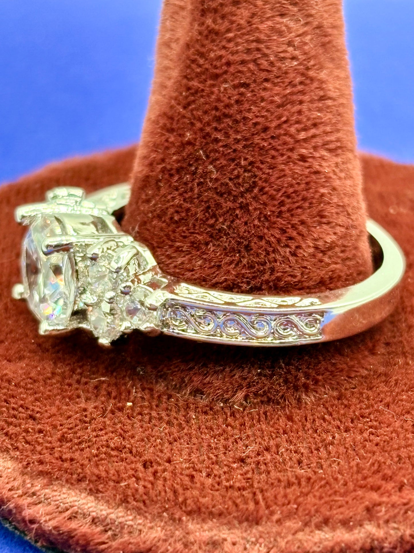 Silver Tone CZ Costume Ring