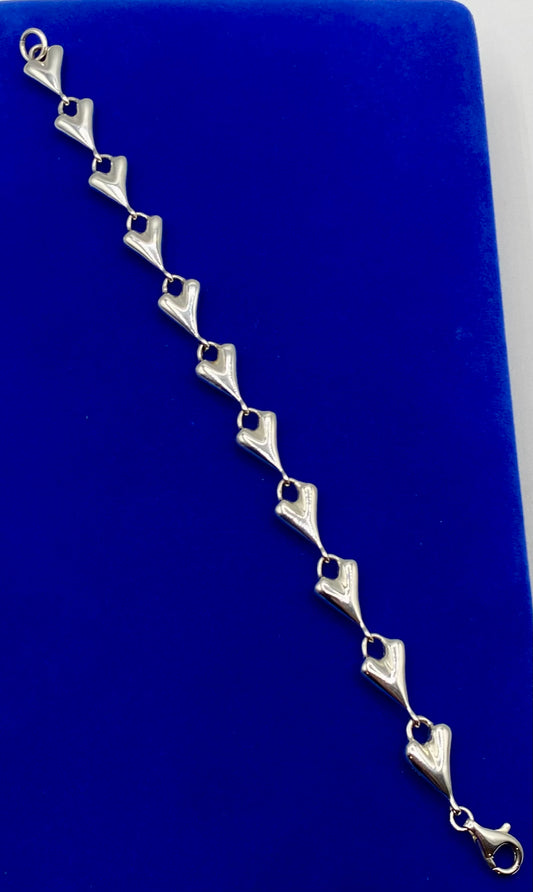 RLM Studio Sterling Silver Solid Heart Link Bracelet