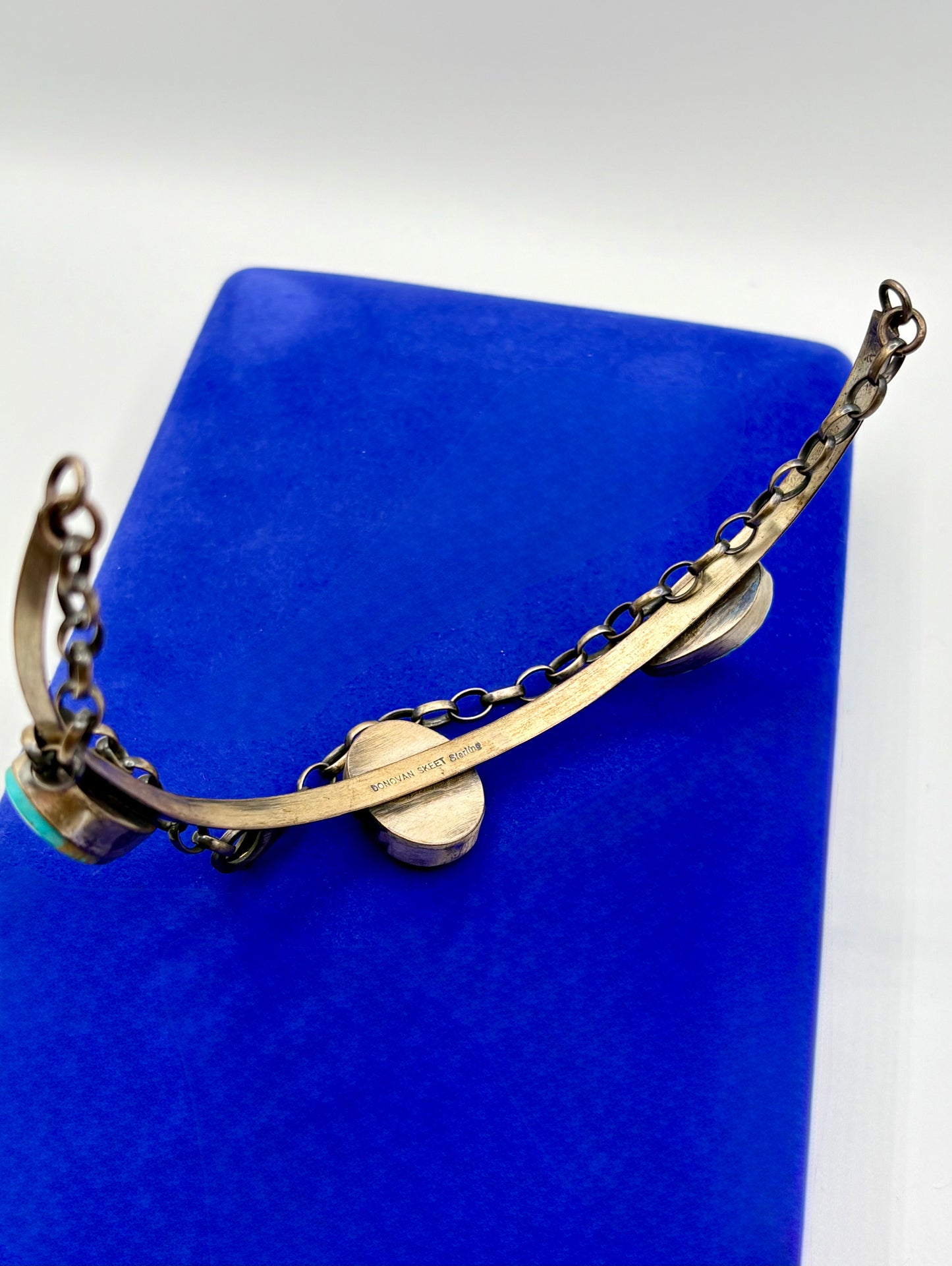 Sterling Silver Native Donovan Skeets Turquoise Choker Necklace
