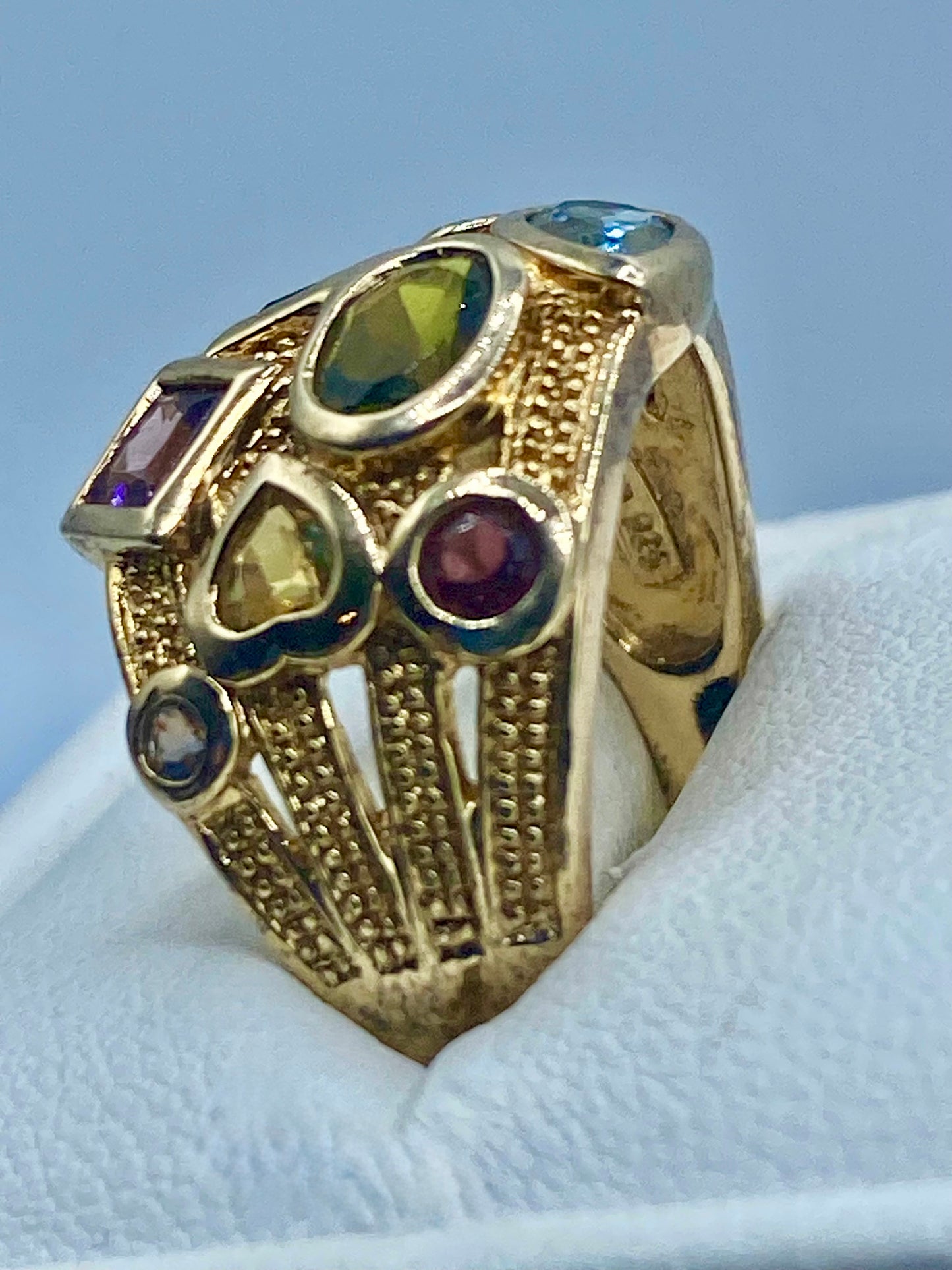 Sterling Silver Vermeil Precious Stone Cluster Ring