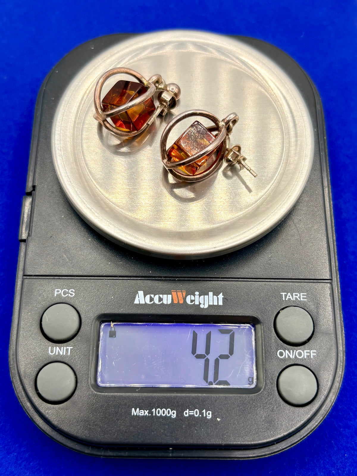 Sterling Silver Square Amber Earrings