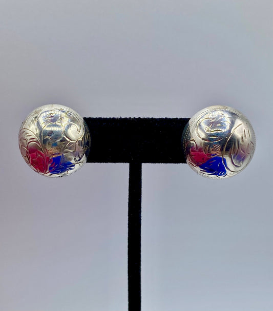 Sterling Silver Etched Hollow Earrings