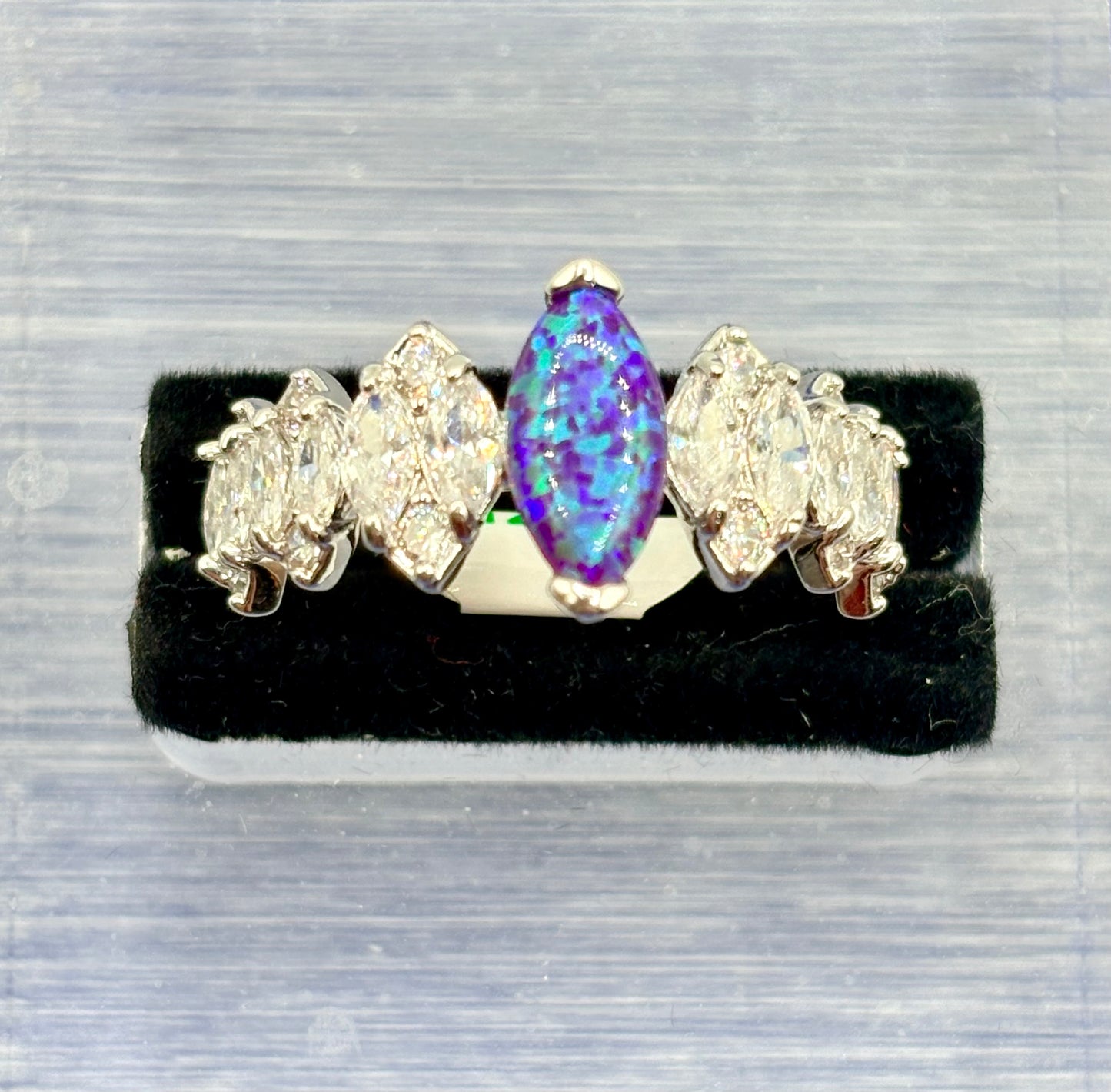 Bomb Party Glass Silver Tone Costume Ring
