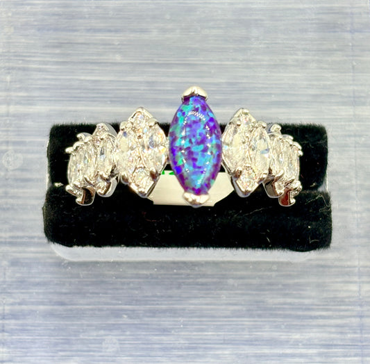 Bomb Party Glass Silver Tone Costume Ring
