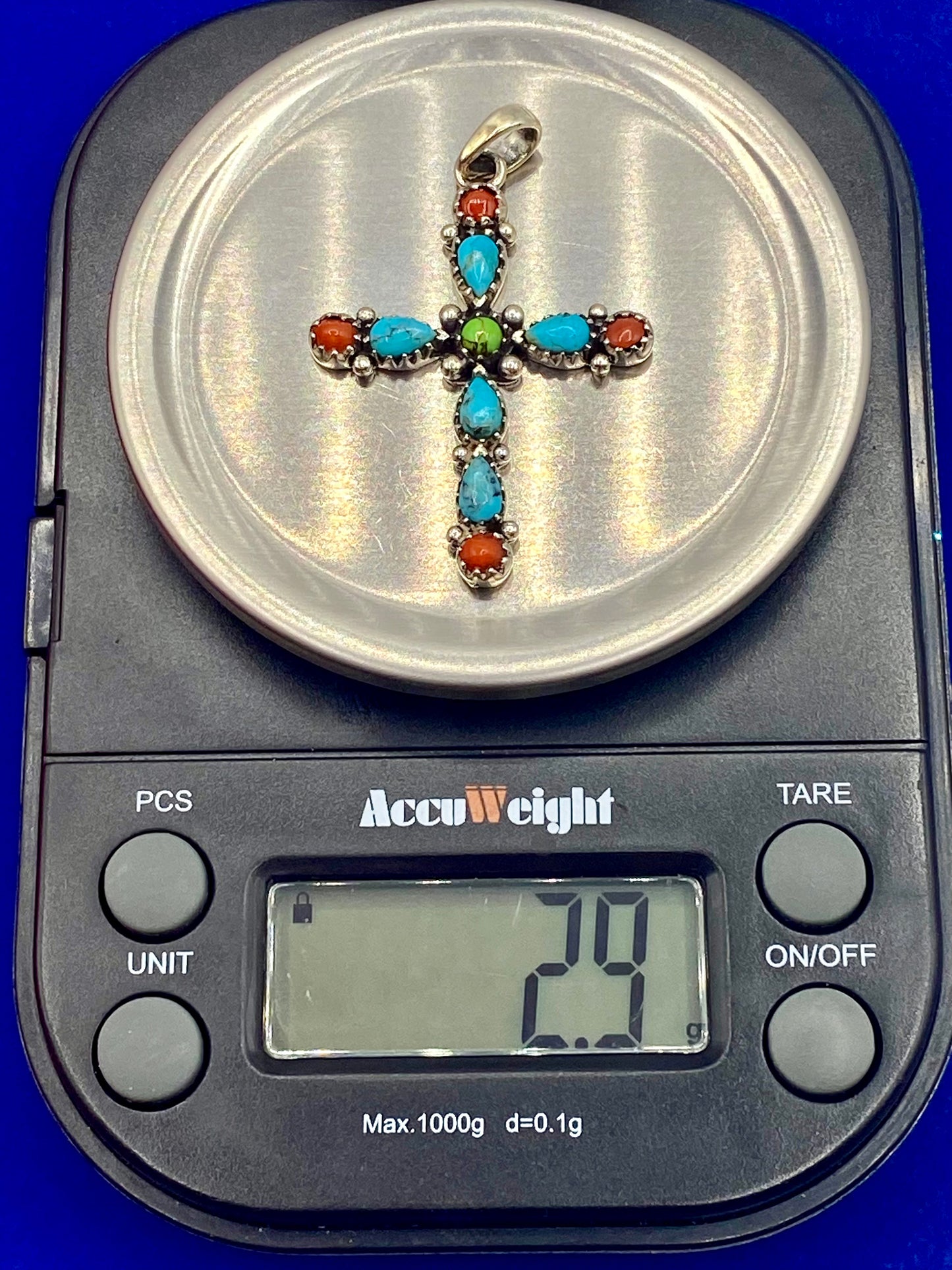 Sterling Silver Multi Gemstone Cross Pendant