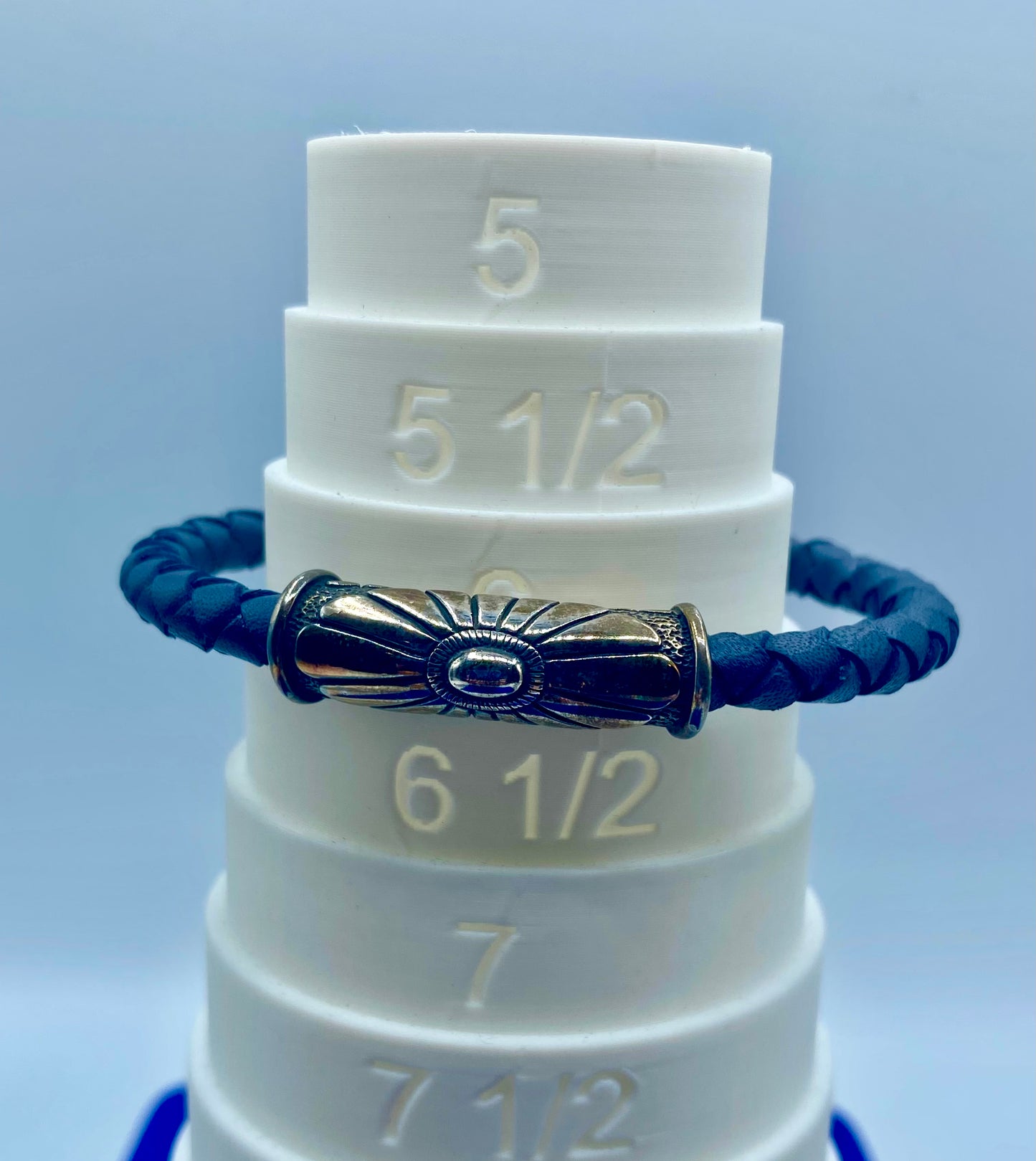 Sterling Silver Waldeck Johnson Braided Leather Cuff Bracelet