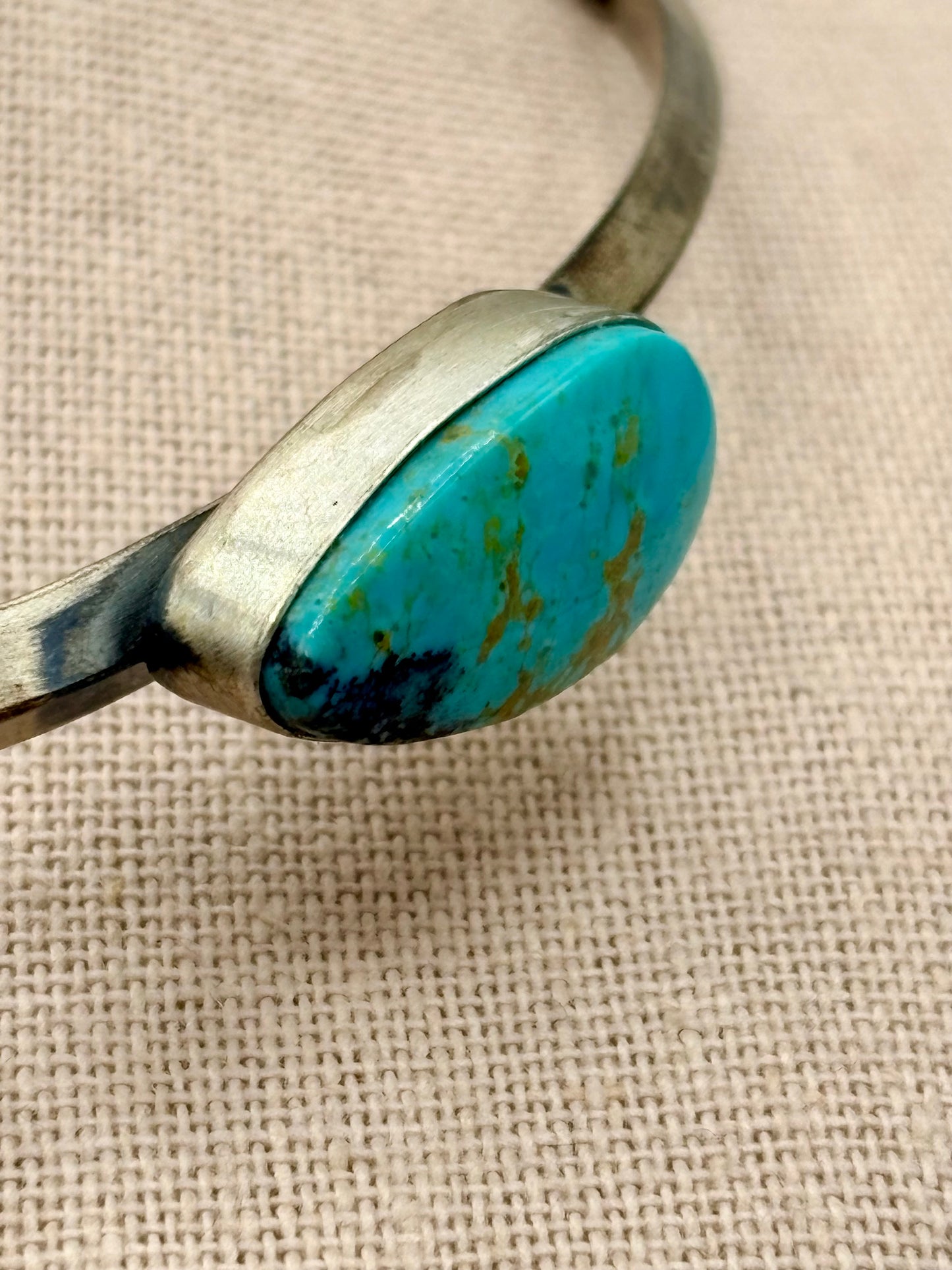 Sterling Silver Native Donovan Skeets Turquoise Choker Necklace