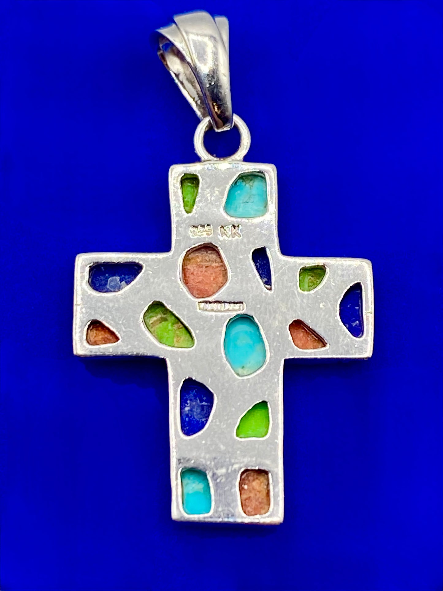 Sterling Silver Multi Gemstone NK Cross Pendant