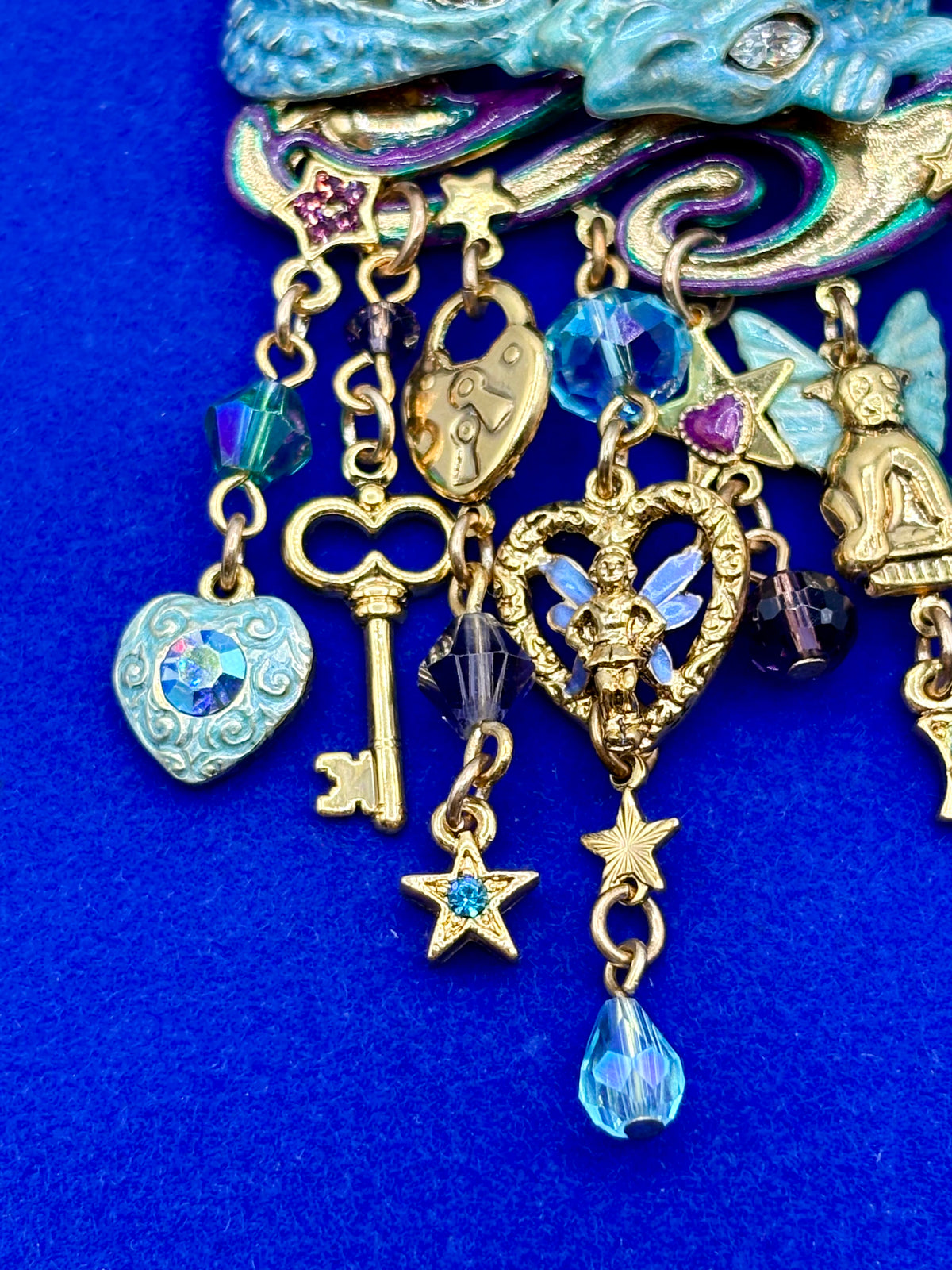 Kirk’s Folly Gold Tone Dragon Castle Statement Brooch/Pendant AS IS