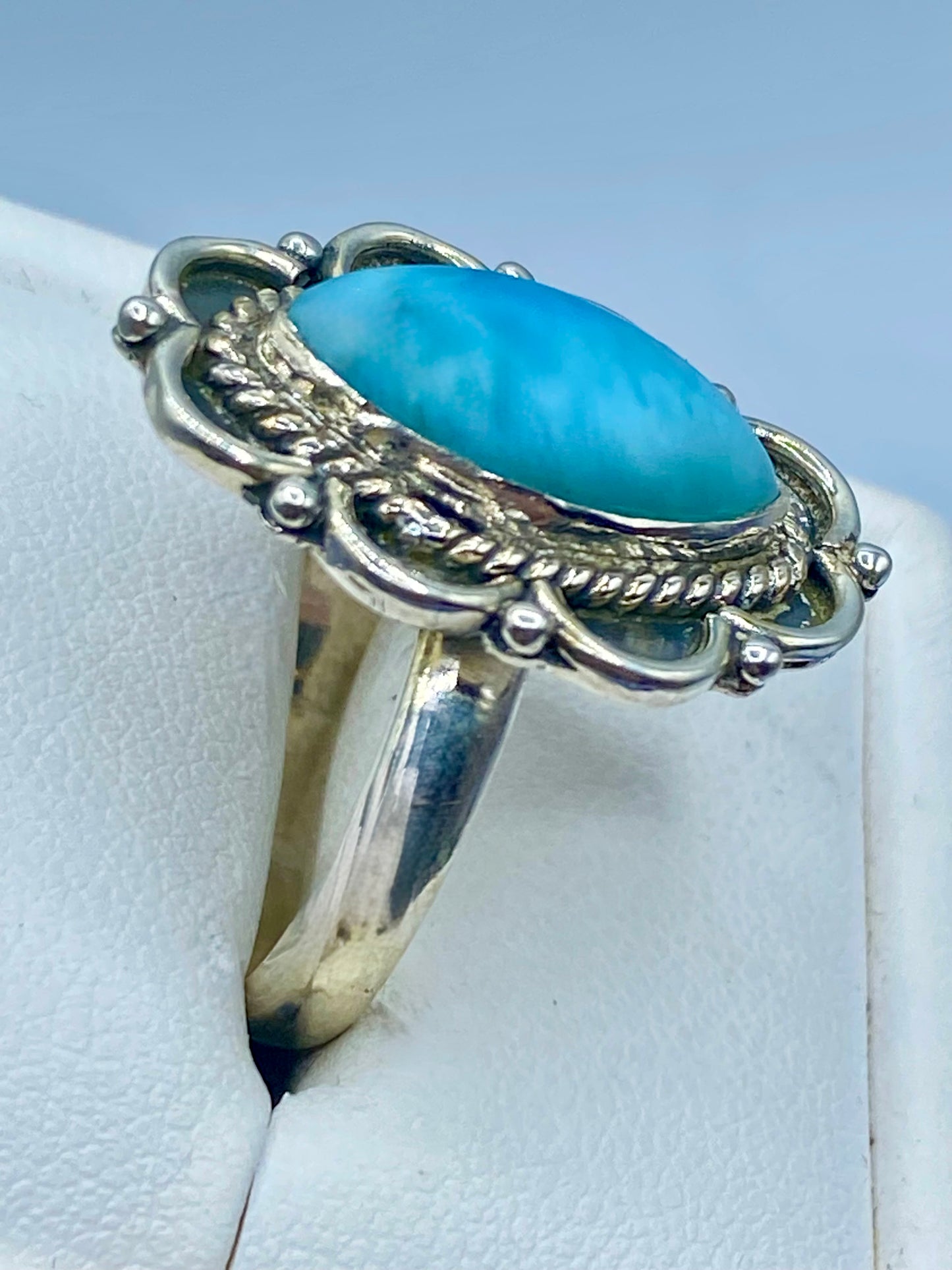 Sterling Silver Larimar Ring