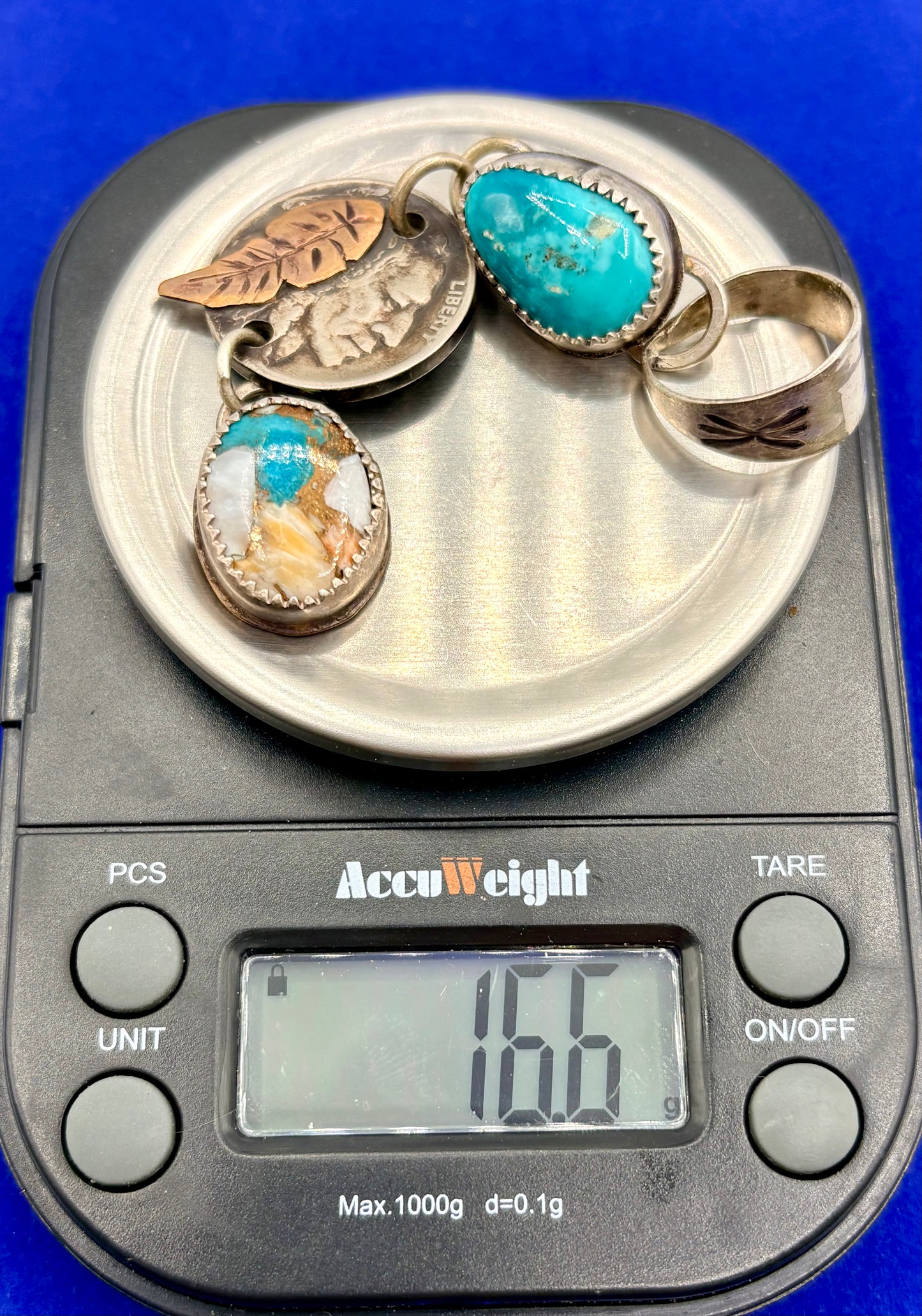 Sterling Silver Southwestern Turquoise & Buffalo Nickel Pendant