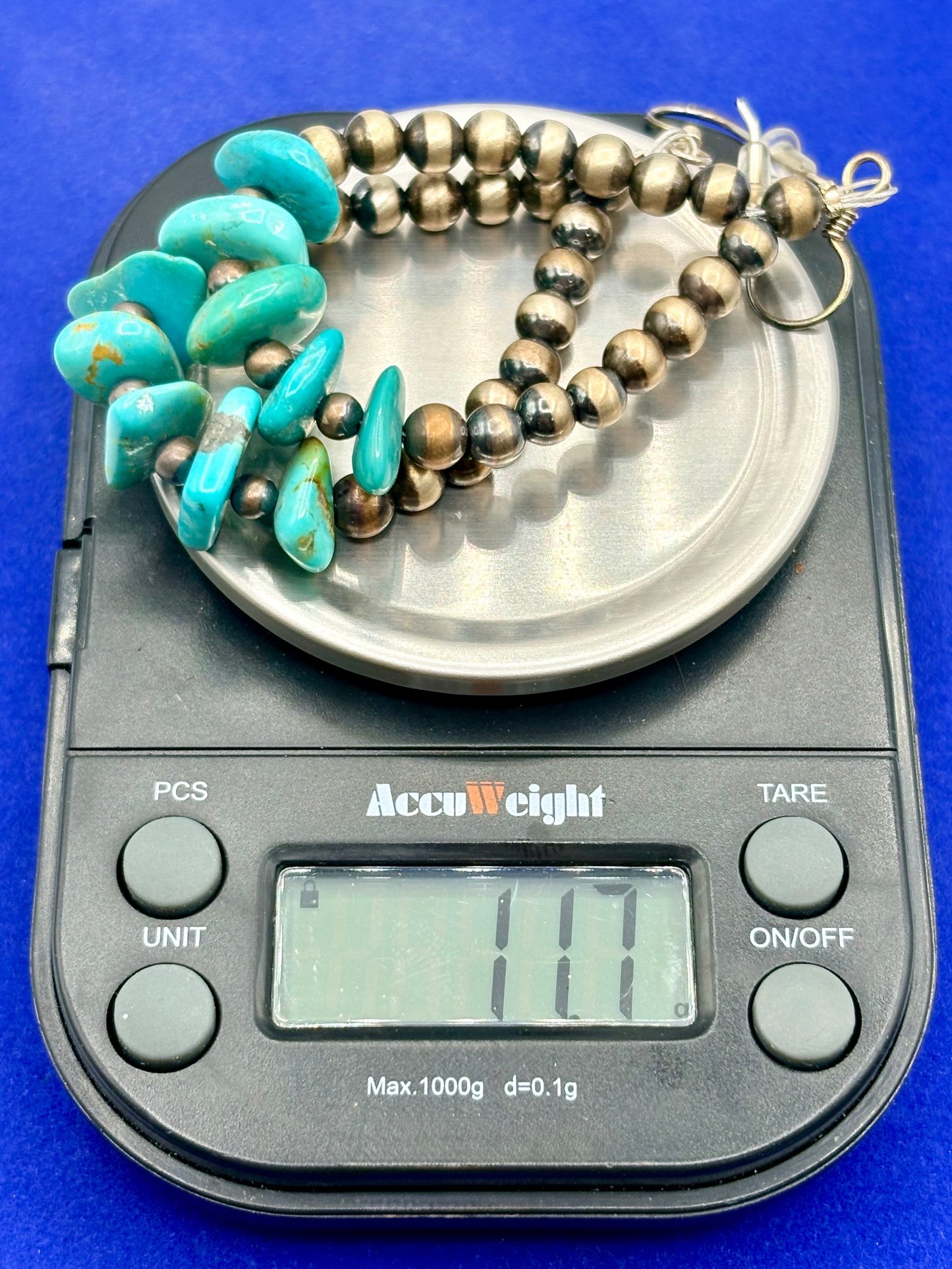 Sterling Silver Southwestern Turquoise & Silver Pearl Earrings