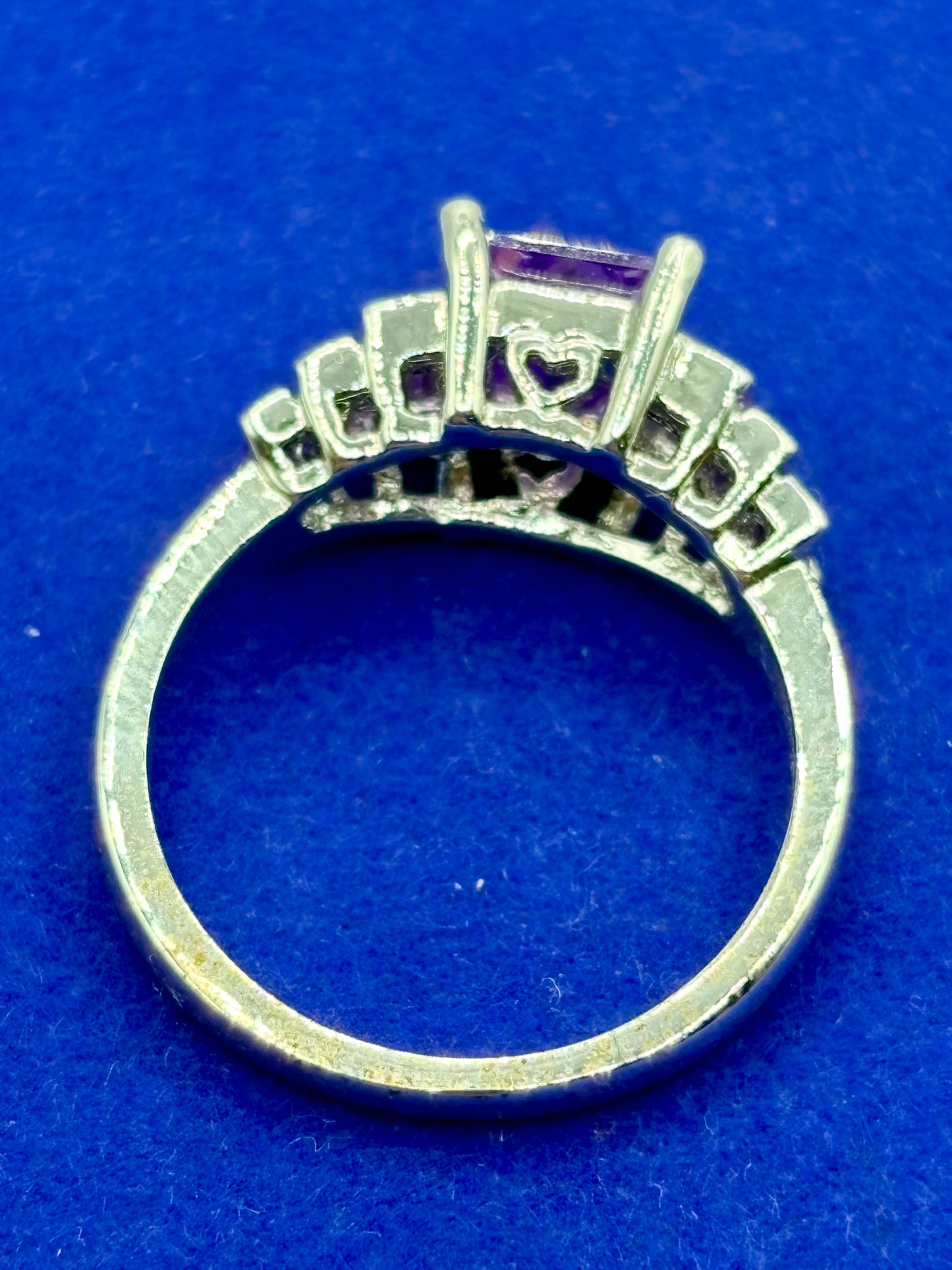 Purple Glass Silver Tone Costume Ring