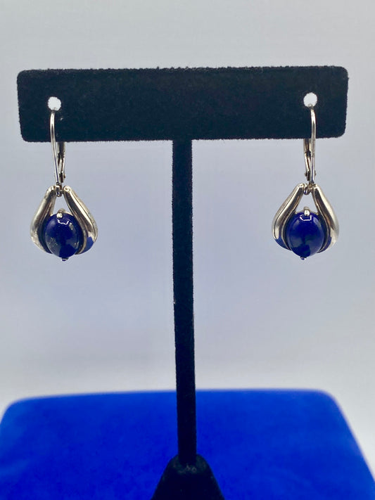 Sterling Silver Hong Kong Lapis Earrings