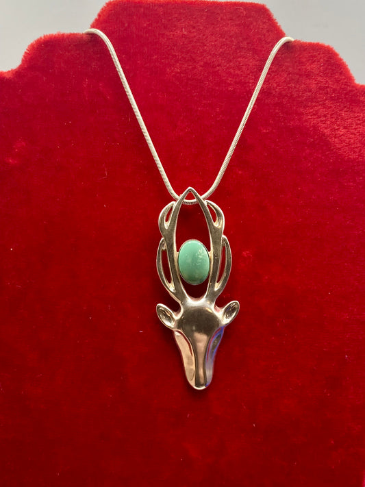 Victoria Adams Sterling Silver Carolyn Pollack Deer Head Pendant Necklace