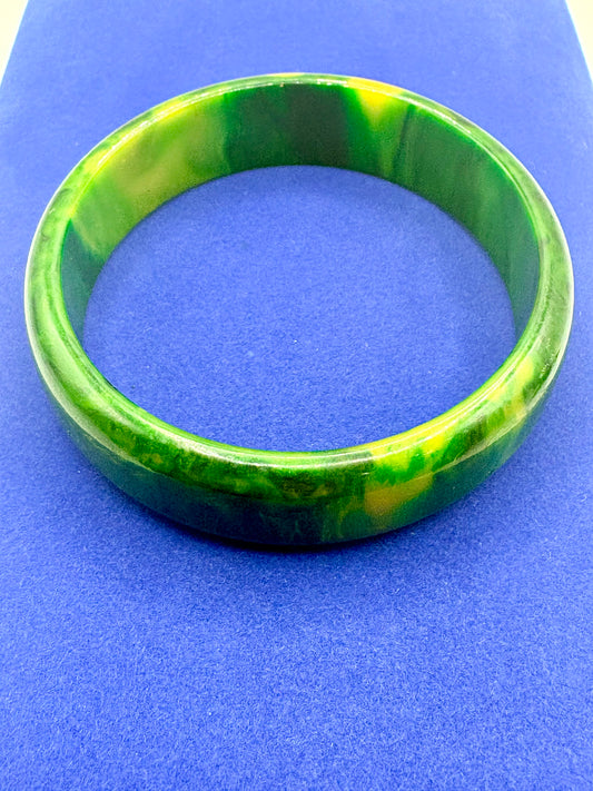 Vintage Green Swirl Bakelite Bangle Bracelet