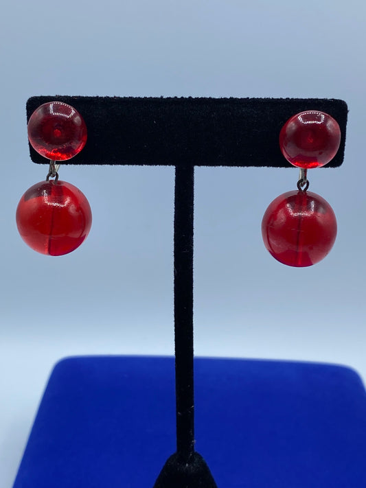 West Germany Glass Screw Back Earrings