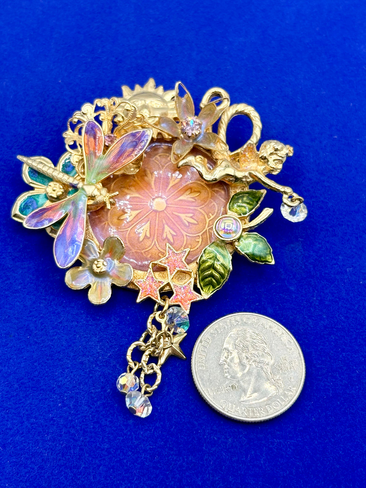 Kirks Folly Gold Tone “Fairy Wishing Pool” Brooch