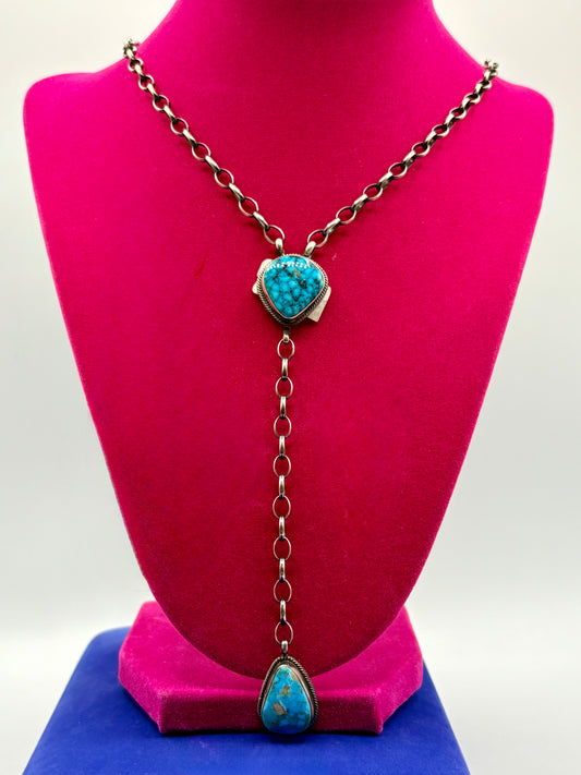 Sterling Silver Native Tim Smith Turquoise Drop Necklace