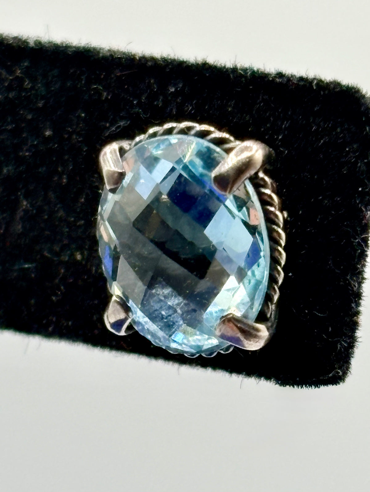 Sterling Silver Light Blue Faceted Topaz Stud Earrings