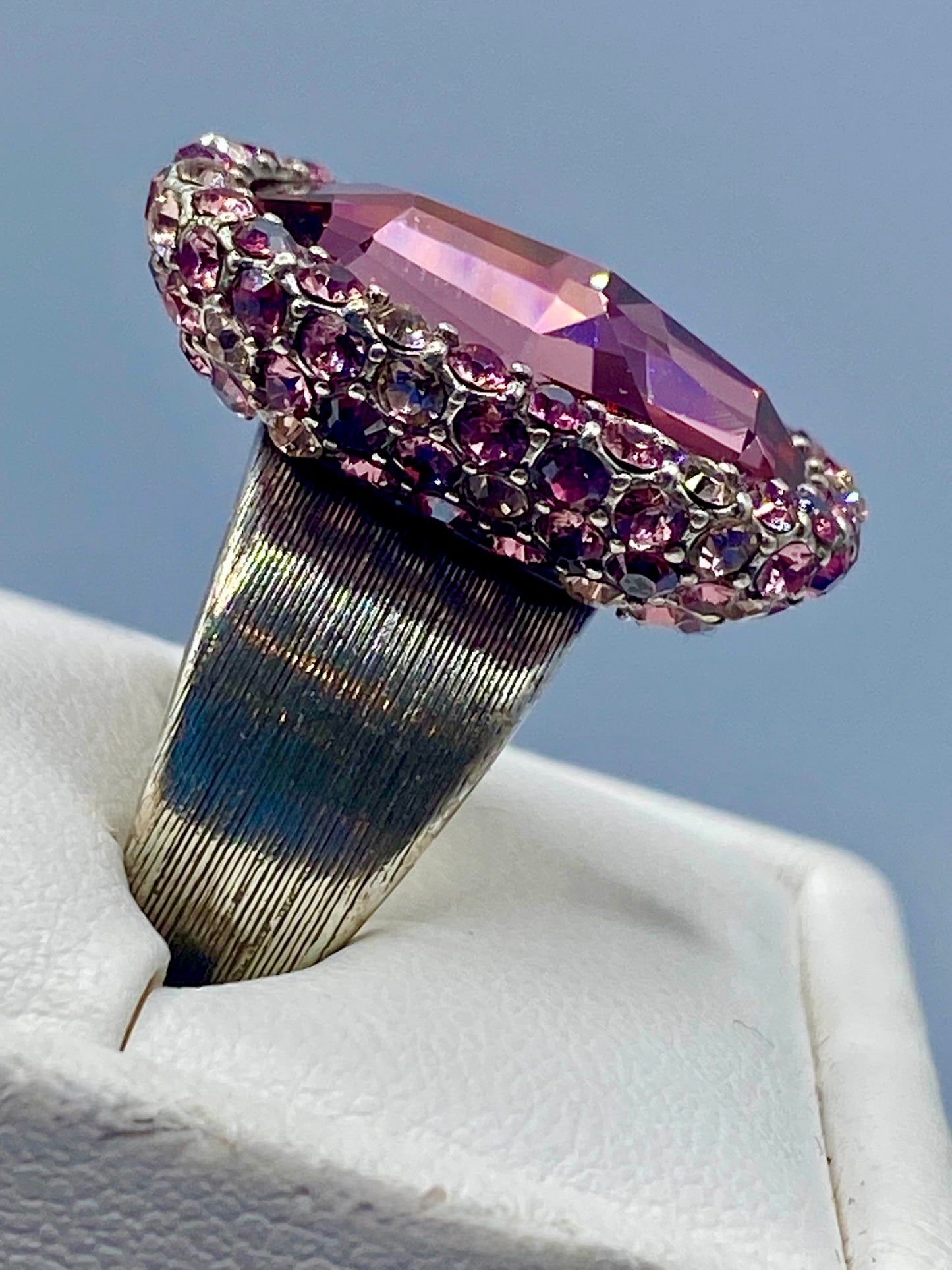 Brighton Silver Tone & Purple Rhinestone Ring