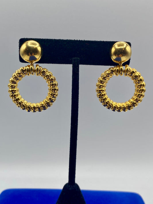 Vintage Anne Klein Gold Tone Hoop Earrings