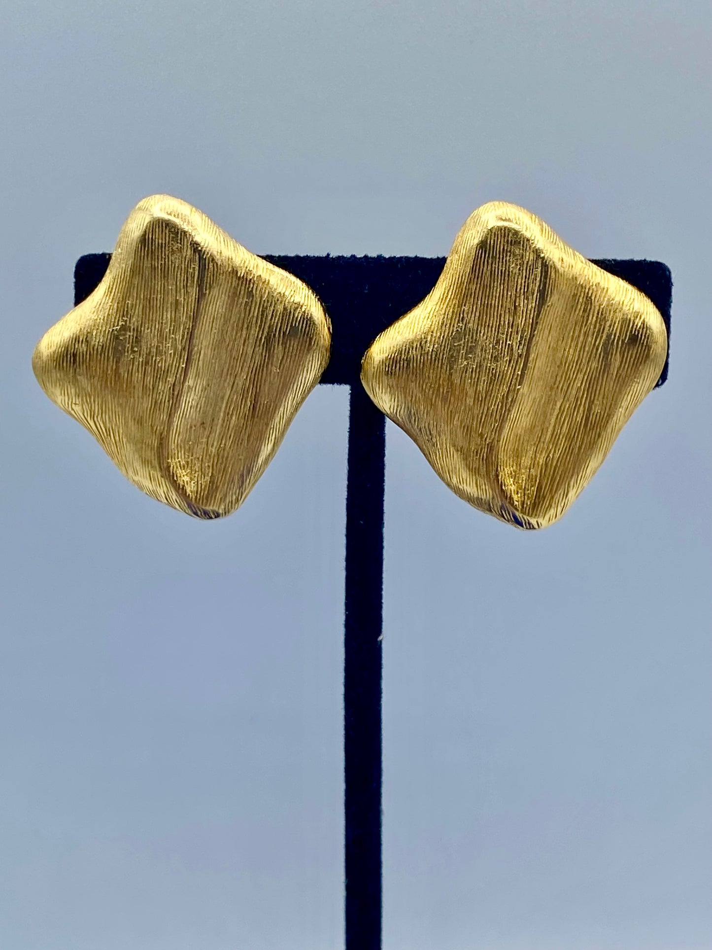 Gold Tone Statement Square Clip Ons