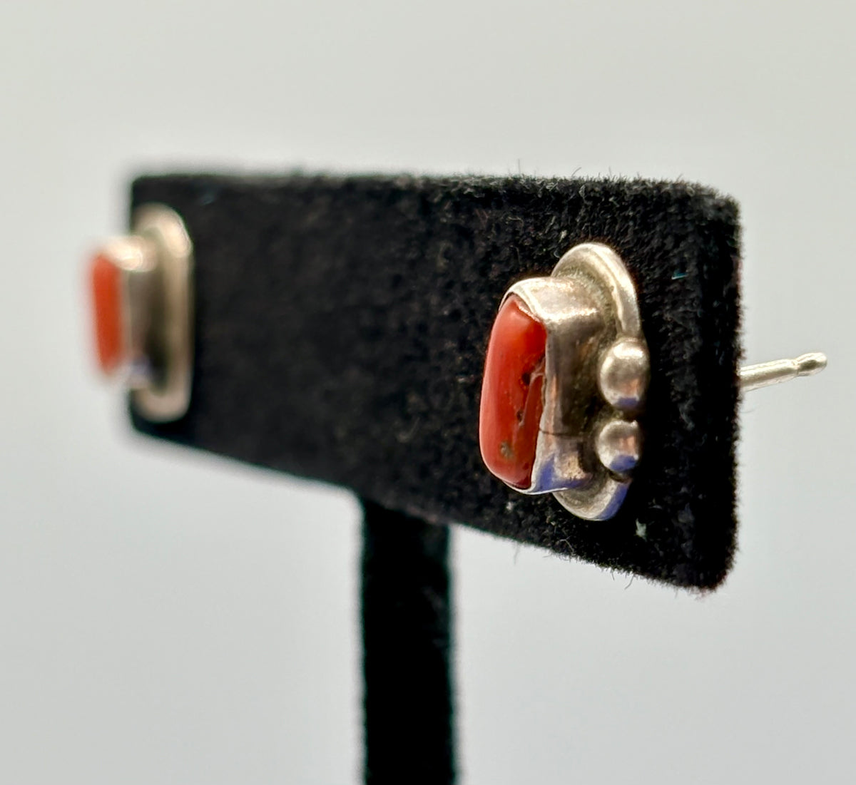 Dainty Sterling Silver Native Coral Stud Earrings