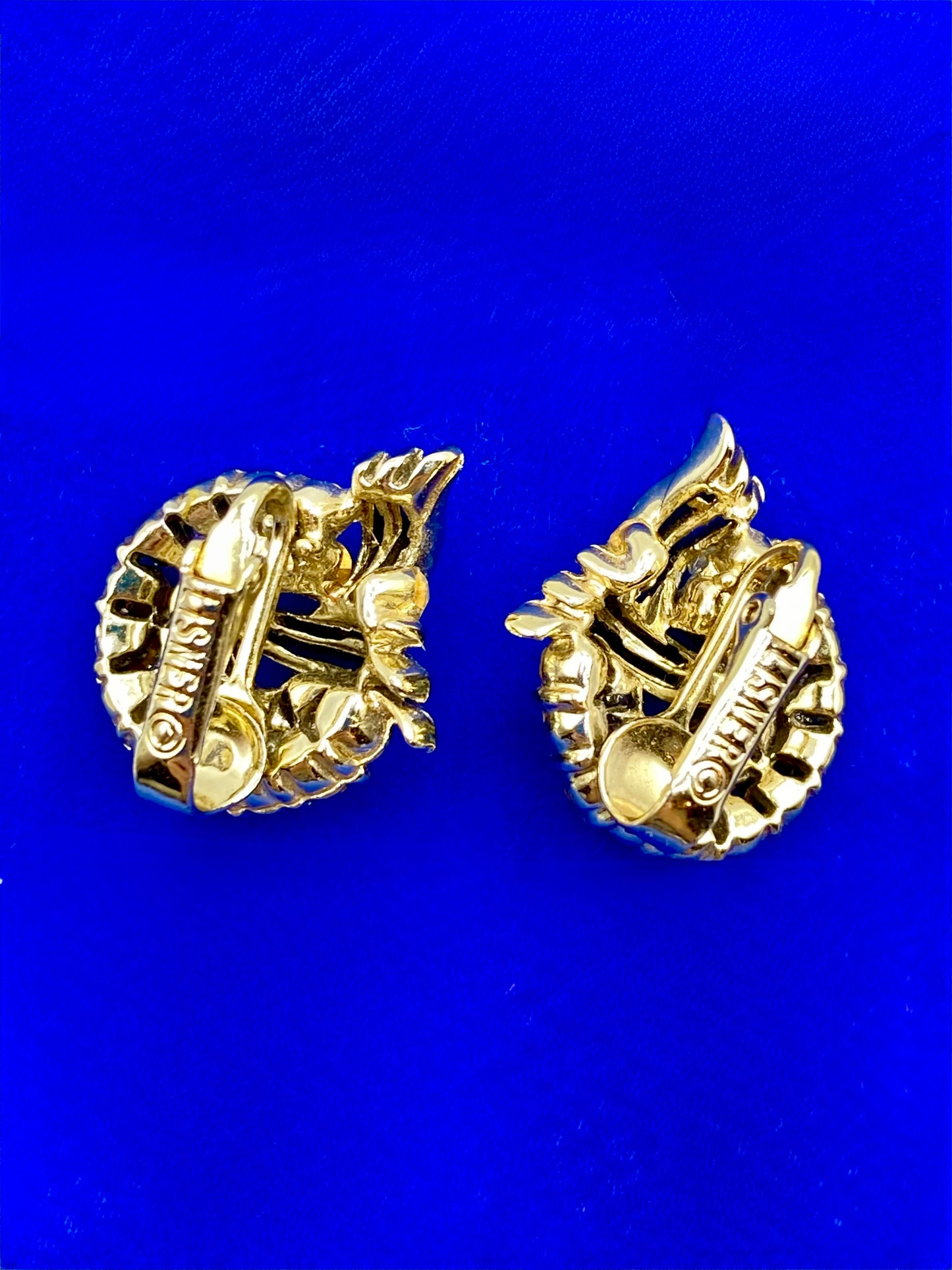 Vintage Lisner Rhinestone Clip Ons w/ Uranium Stones