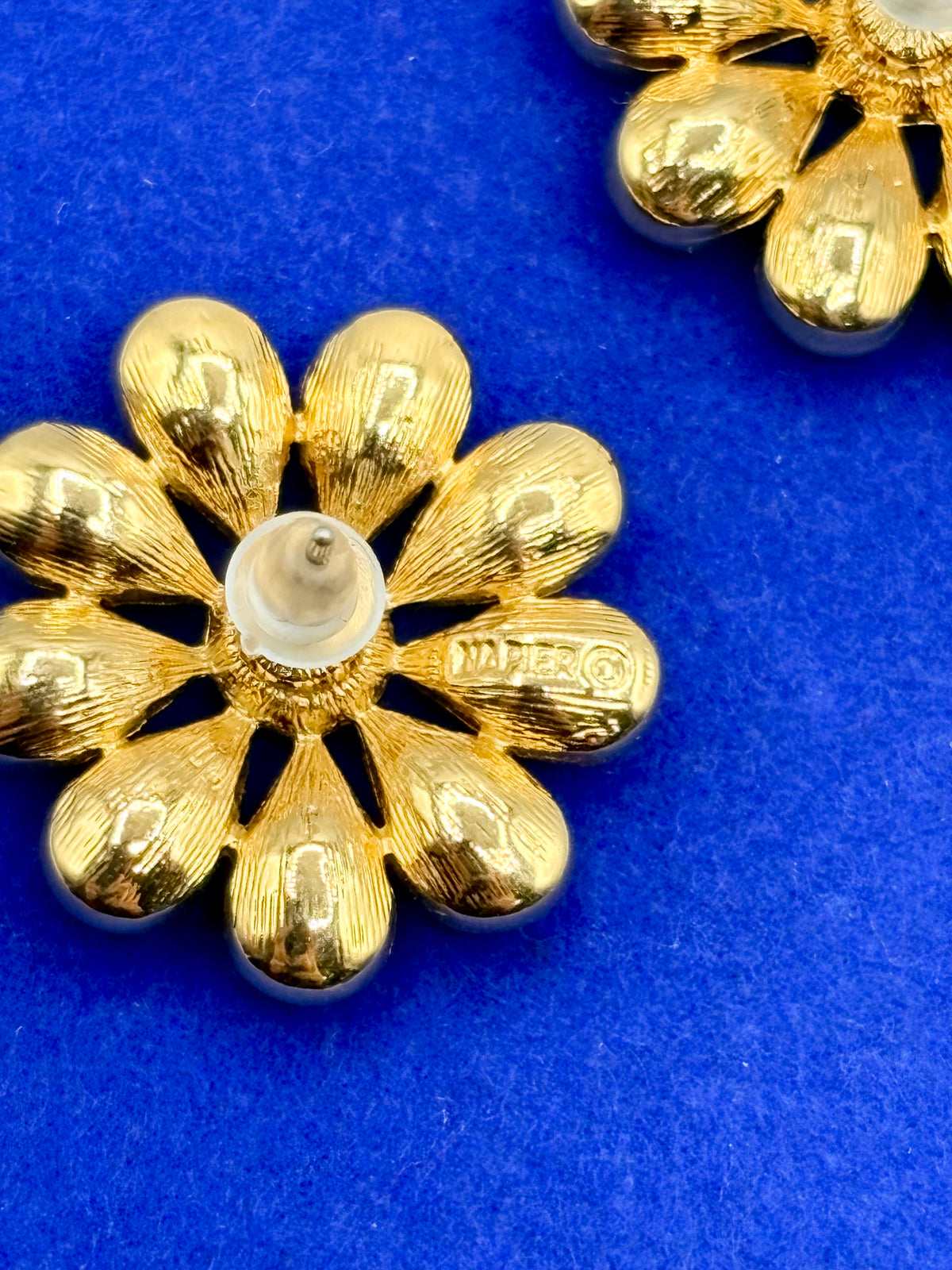 Vintage Gold Tone & Rhinestone Monet Earrings