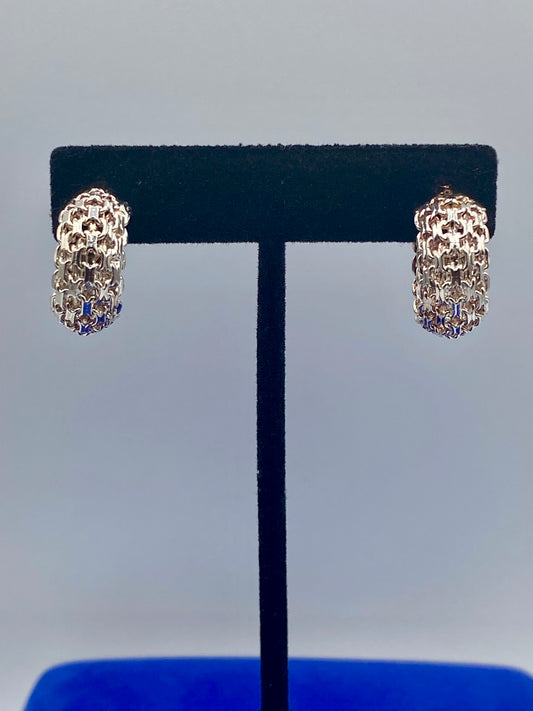 Sterling Silver Chain Link Half Hoop Earrings
