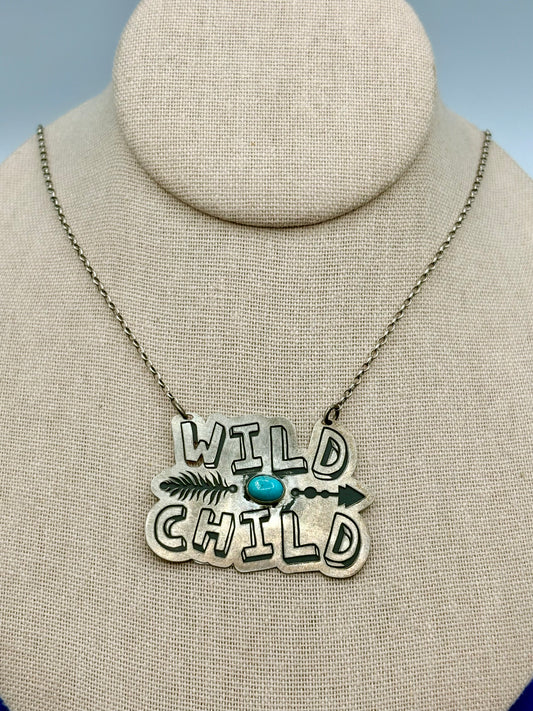 Sterling Silver Southwestern Wild Child Turquoise Necklace