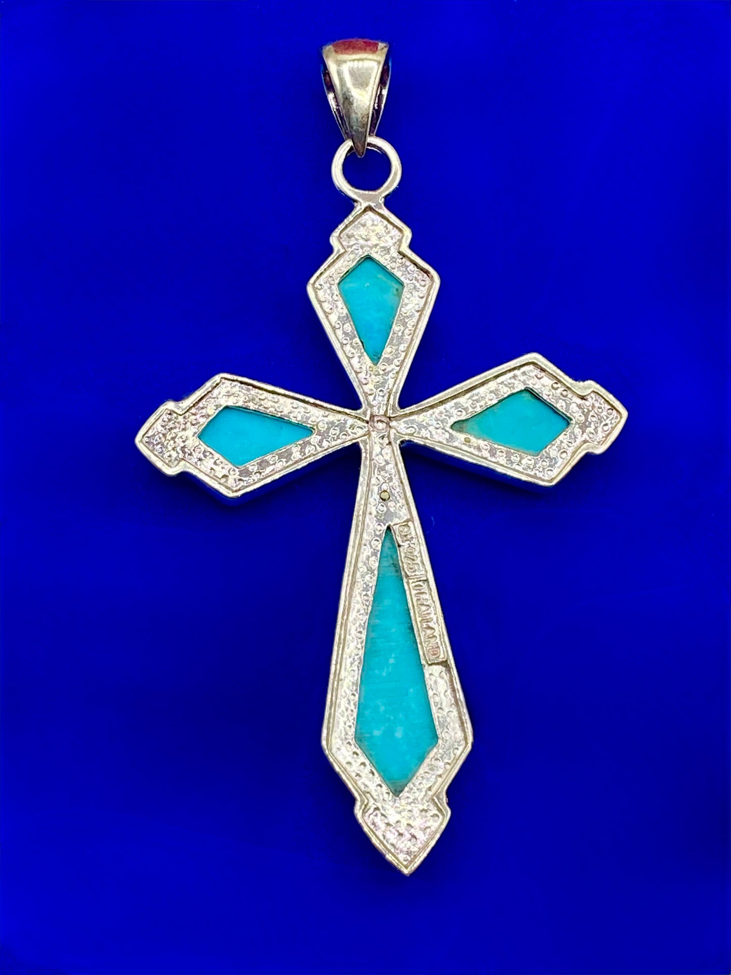 Sterling Silver SX Turquoise Cross Pendant