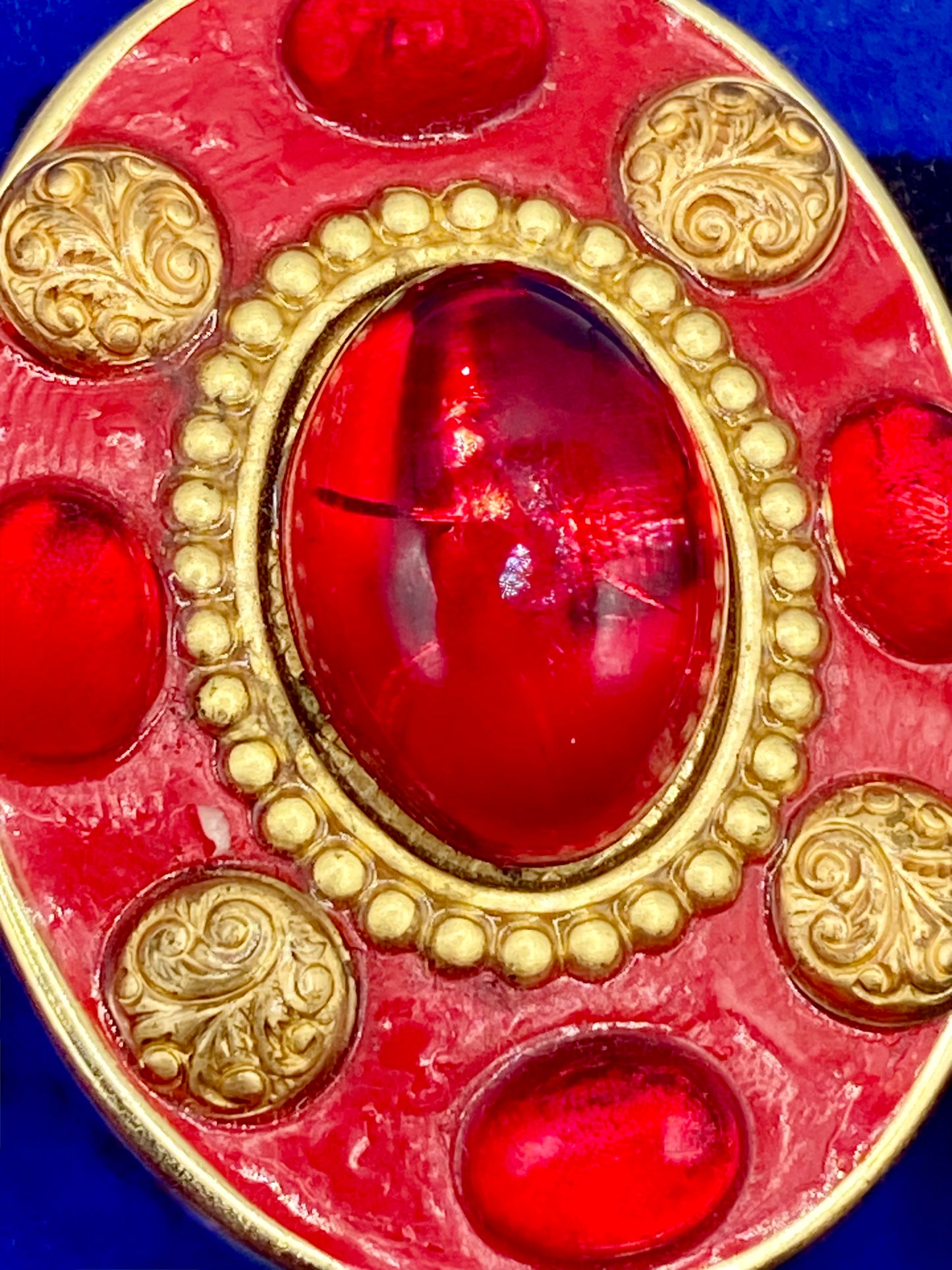 Vintage Michael Golan Red Cabochon Clip Ons