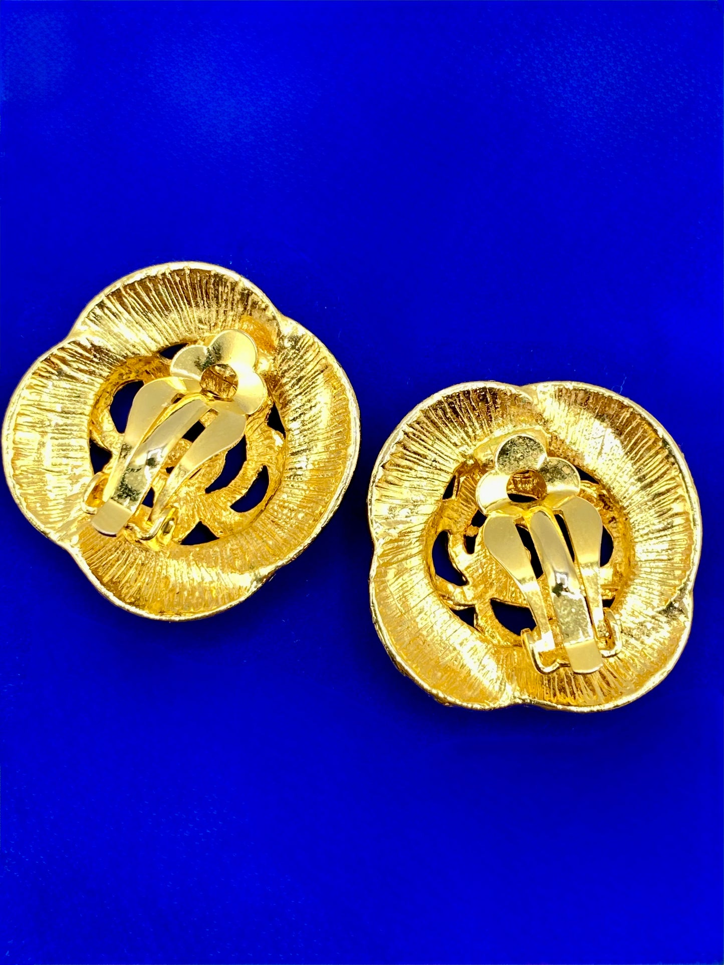 Gold Tone Floral Clip Ons