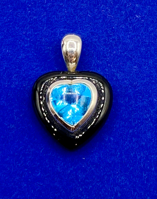 Michelle Abala Black Onyx And Blue Topaz Pendant