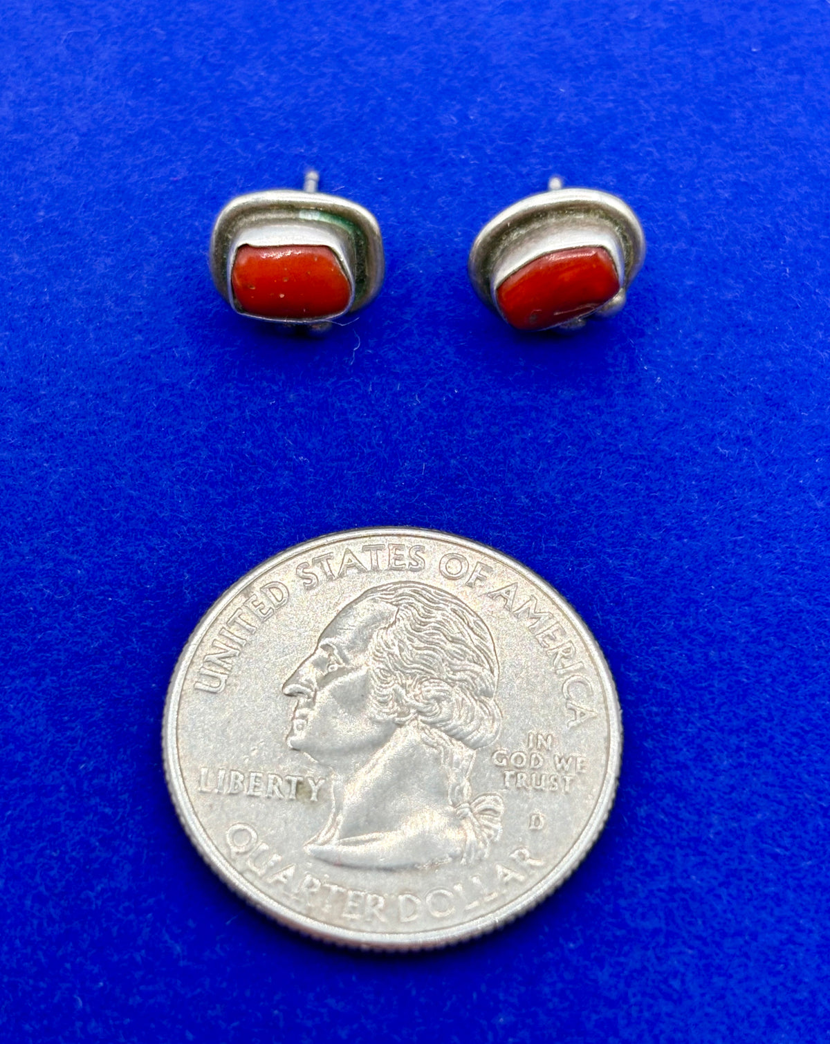 Dainty Sterling Silver Native Coral Stud Earrings