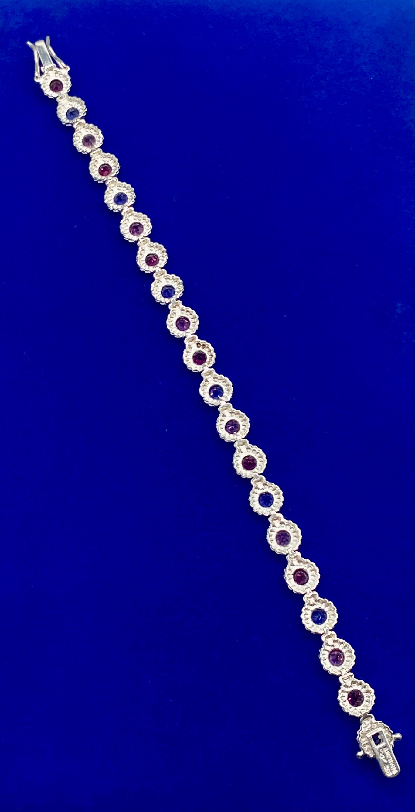 Sterling Silver Tourmaline & Tanzanite Tennis Bracelet