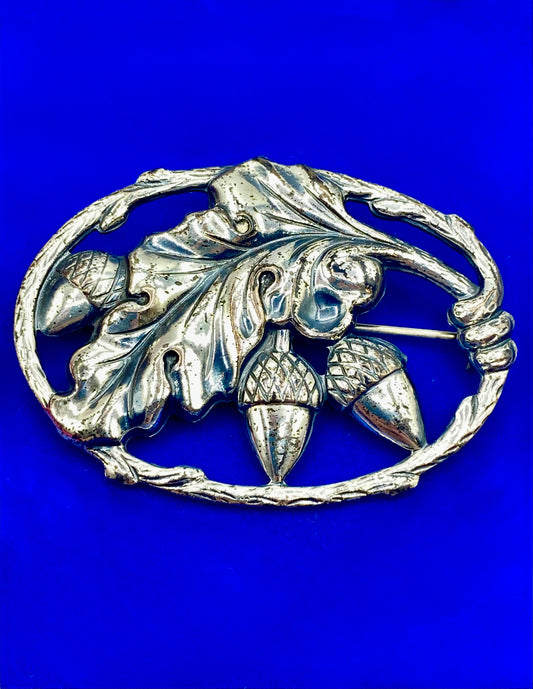 Vintage Sterling Silver Acorn Brooch