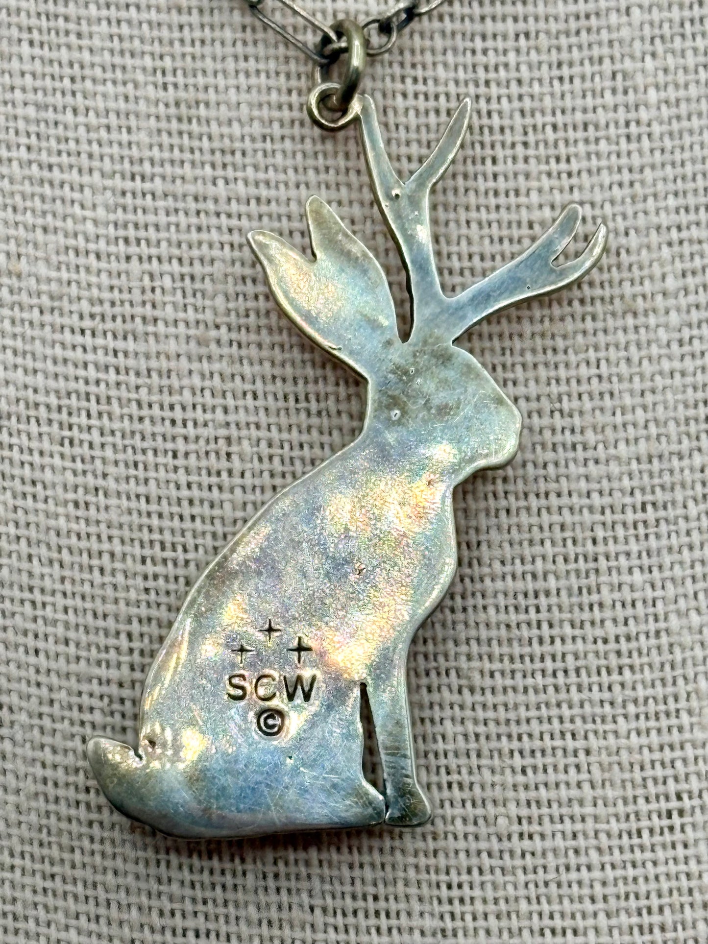 Sterling Silver Santa Catarina Southwestern Turquoise Jackalope Necklace